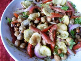 Mixed peas salad with roasted zucchini Recipe
